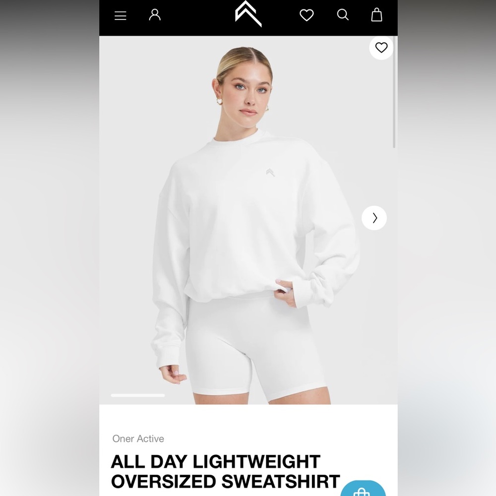 NWOT Oner Active All Day Lightweight Oversized Sweatshirt - White